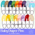 Diaper Pins Clip Art Graphics