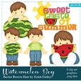Baxter - Little Watermelon Boy with Brown Hair Clip Art Graphics