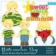 Baxter - Little Watermelon Boy with Blonde Hair Clip Art Graphics