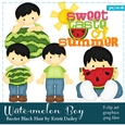 Baxter - Little Watermelon Boy with Black Hair Clip Art Graphics