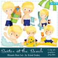 Baxter - Little Blonde Hair Boy at the Beach Clip Art Graphics