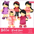 Bella - Little Girl with Black Hair Clip Art Graphics