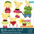 Bella - Little Watermelon Girl with Blonde Hair Clip Art Graphics