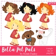 Bella with Her Pet Pals Clip Art Graphics