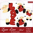 Love Ewe Sheep - Red Set Clip Art Graphics 