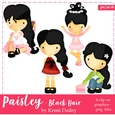 Cute Paisley Girl with Black Hair Graphics