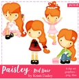 Cute Paisley Girl with Copper Red Hair Graphics