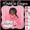 Be My Valentine - Dark Skin Girl - Mini Card Kit