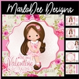 Be My Valentine - Cute Brunette Girl - Mini Card Kit