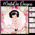 Be My Valentine - Cute Black Hair Girl - Mini Card Kit