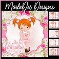 Be My Valentine - Cute Red Hair Girl - Mini Card Kit