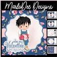 Be My Valentine - Black Hair Boy with Roses - Mini Card Kit