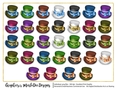 Top Hats with Little Bows Graphics (set 1)