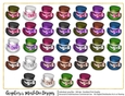 Top Hats with Little Bows Graphics (set 2)