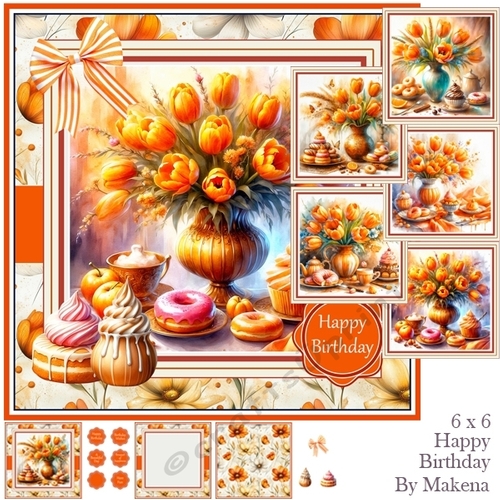 Happy Birthday Card Tulip flowers 