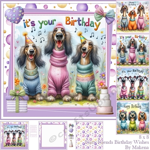 Furry Friends Birthday Wishes 8 by 8