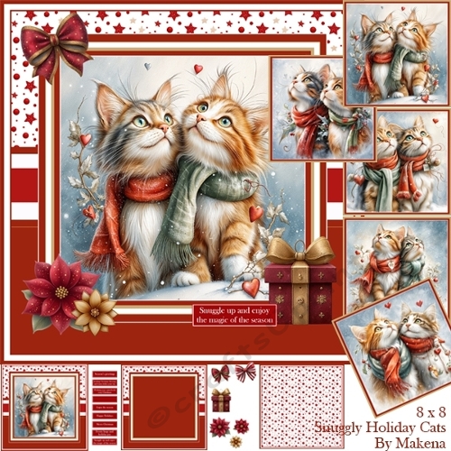 Snuggly Holiday Cats 8 x 8