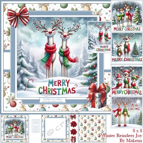 Winter Reindeer Joy 8 x 8