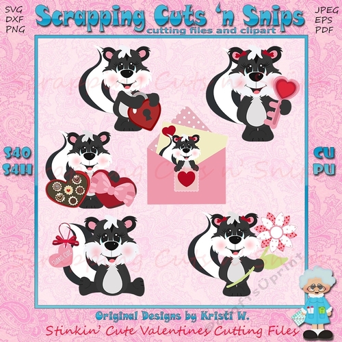 Stinkin Cute Valentines Cutting Files