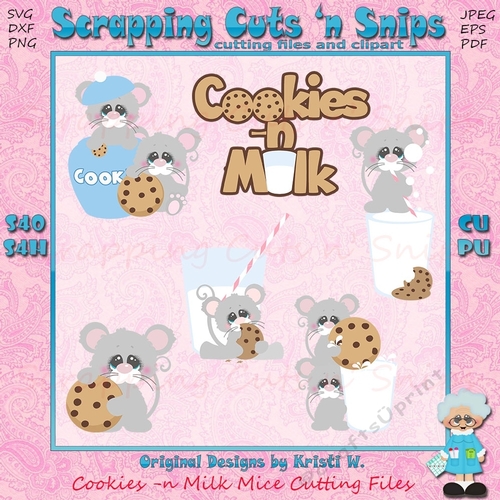 Cookies and Milk Mice Cutting Files