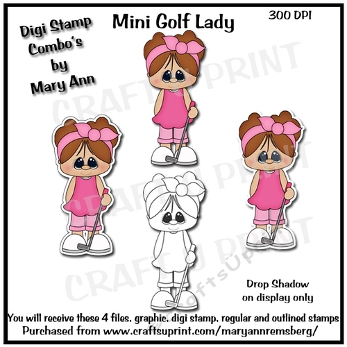 Mini Golf Lady Digi Stamps