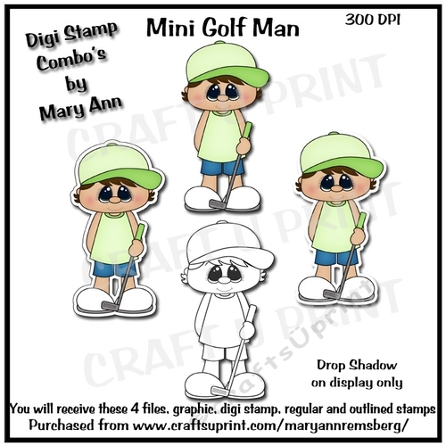 Mini Golf Man Digi Stamps
