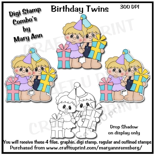 Birthday Twins Digi Stamp Combo CU