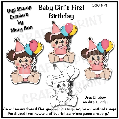 Baby Girls First Birthday  Digi Combo CU