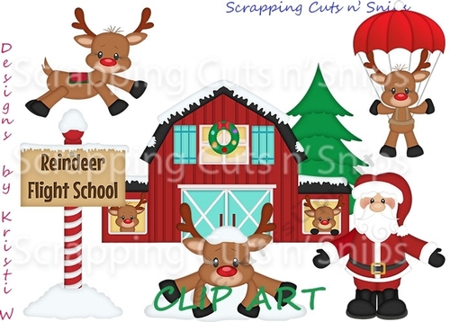 Reindeer Flight School ClipArt