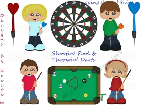 Shootin Pool & Throwin Darts ClipArt