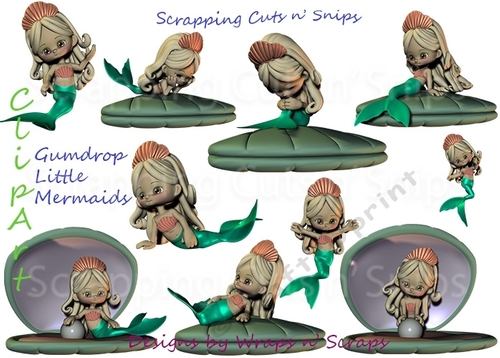Gumdrop Little Mermaids ClipArt