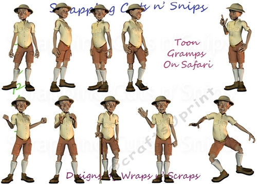 Toon Gramps On Safari ClipArt
