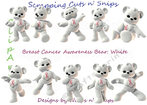 Breast Cancer Awareness Bear White ClipArt