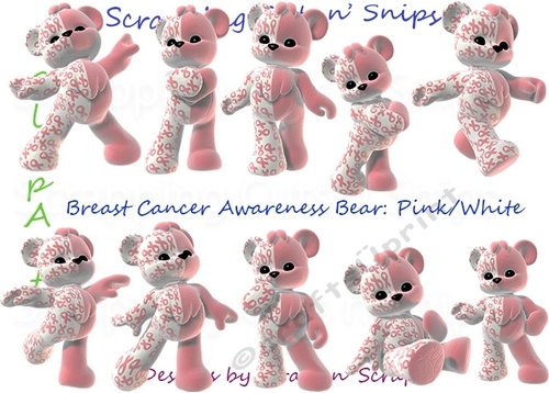 Breast Cancer Awareness Bear Pink White ClipArt