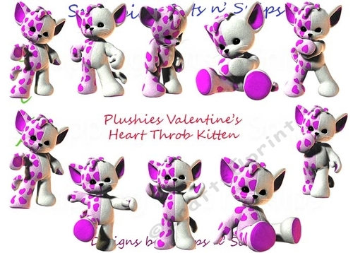 Plushies Valentines Heart Throb Kitten ClipArt
