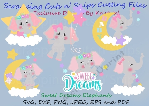 Sweet Dreams Elephants Cutting Files