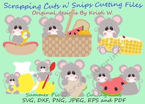 Summer Picnic Mice Cutting Files
