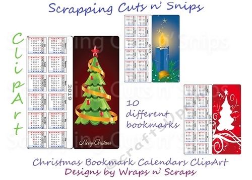 Christmas Bookmark Calendars ClipArt