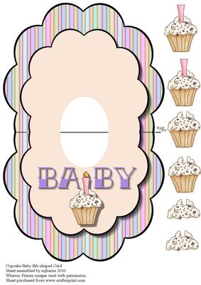 Cupcake Baby Bib-shaped Card