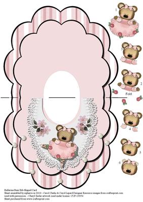 Ballerina Bear Bib-shaped Card