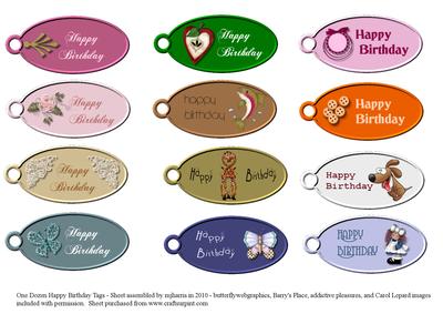 One Dozen Happy Birthday Tags