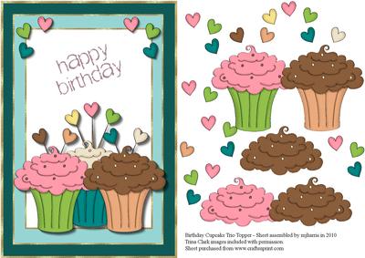 Birthday Cupcake Trio Topper