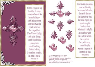Do Not Weep - Sympathy Card Topper