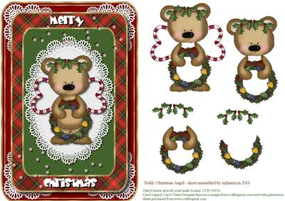 Teddy Christmas Angel Card Topper