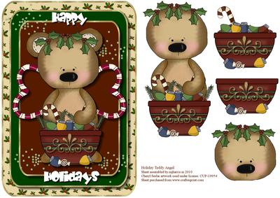 Holiday Teddy Angel Card Topper