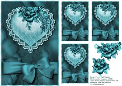 Teal Roses of Love Card Toppers