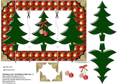 Christmas Tree Tri-shutter Fold Card - 2