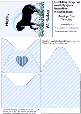 Horse Birthday Envelope Card in Blue
