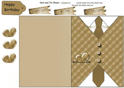 Vest & Tie Card in Tan