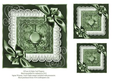 Green Lace & Satin Card Toppers